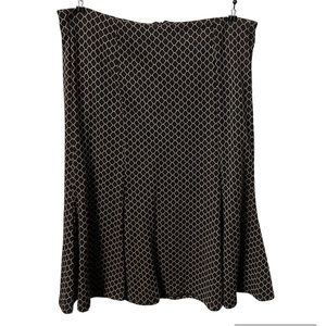 NY Collection Brown & Beige Geometric pleated midi skirt - Large